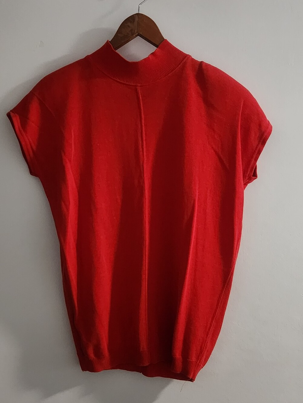 Vintage Escada Red Knit Sweater Top Mock Neck Size 38 US Medium